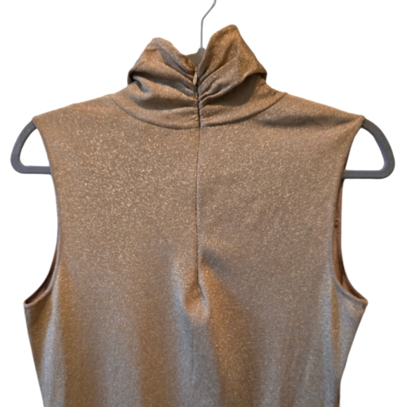 Ralph Lauren Black Label Metallic Gold Turtle Neck Midi Dress. Size M - Picture 8 of 11